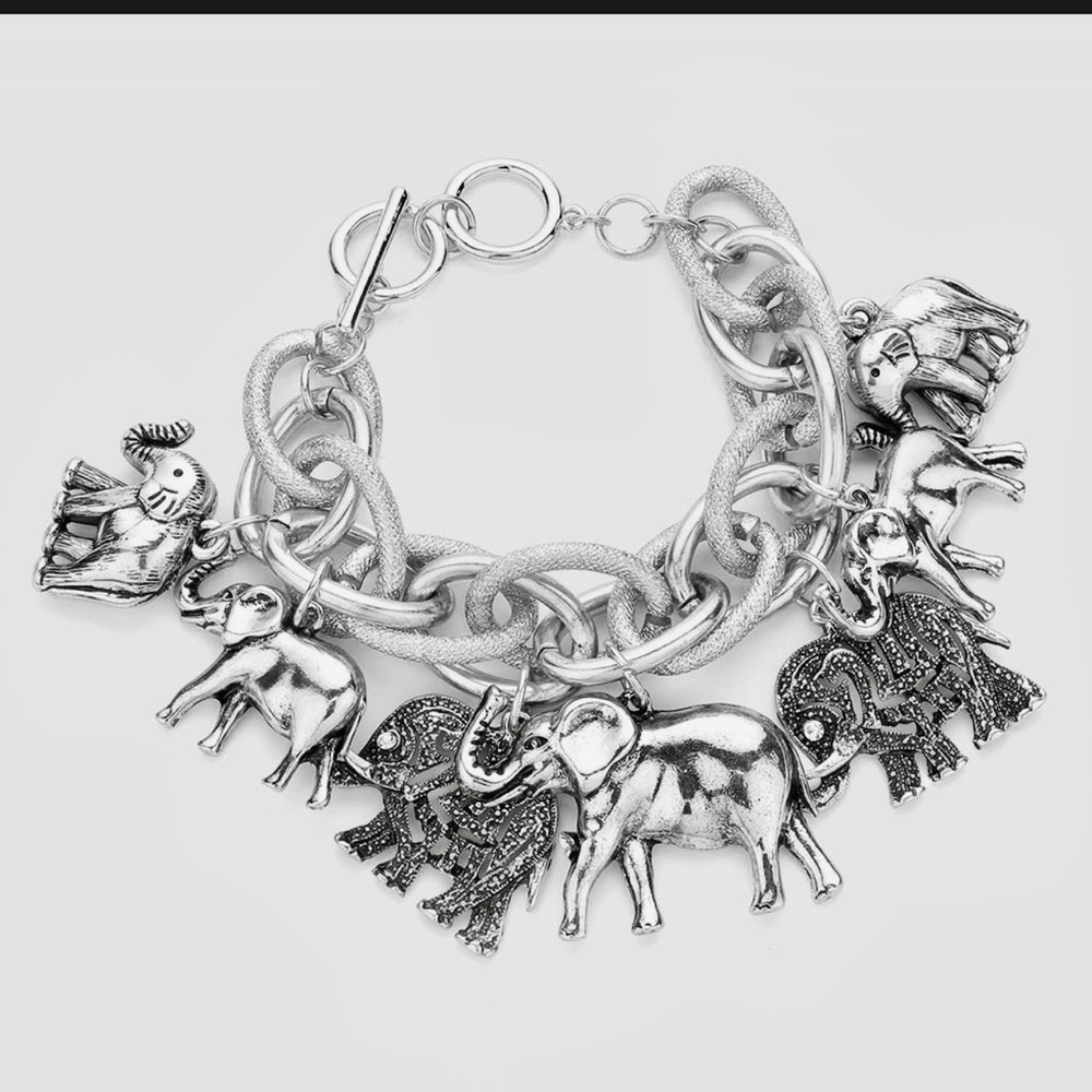 Silver Elephant Charm Bracelet